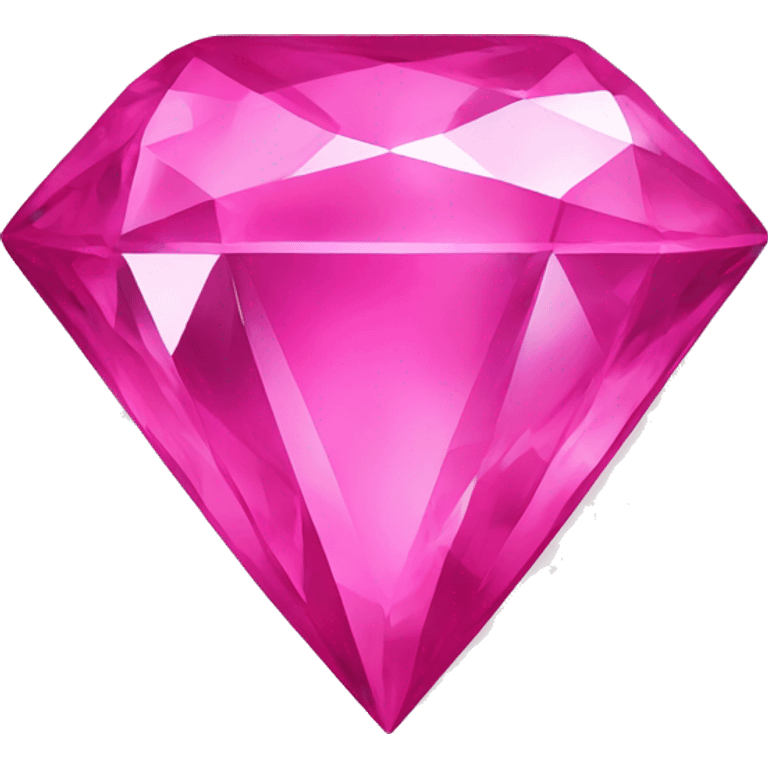 A jewel or gem emoji. Depicted in the shape of a classic diamond but in the bright pink color emoji