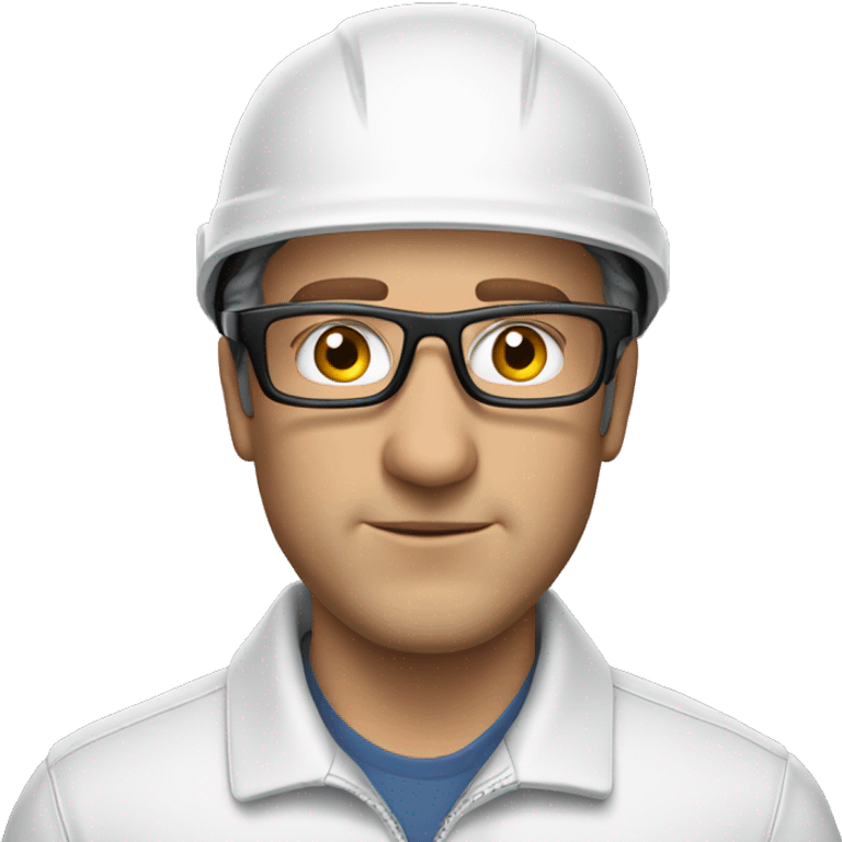 Caucasian man wearing helmet, glases and earplugs emoji