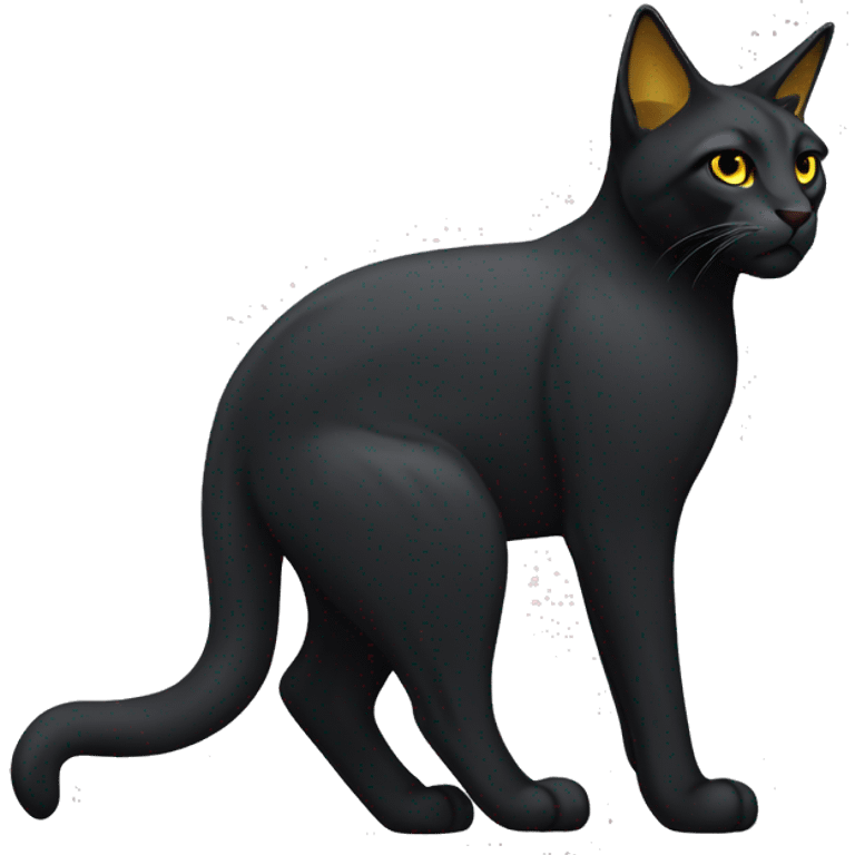 Pointed black ears like lynx sleek solid black furred cat full body yellow eyes  emoji