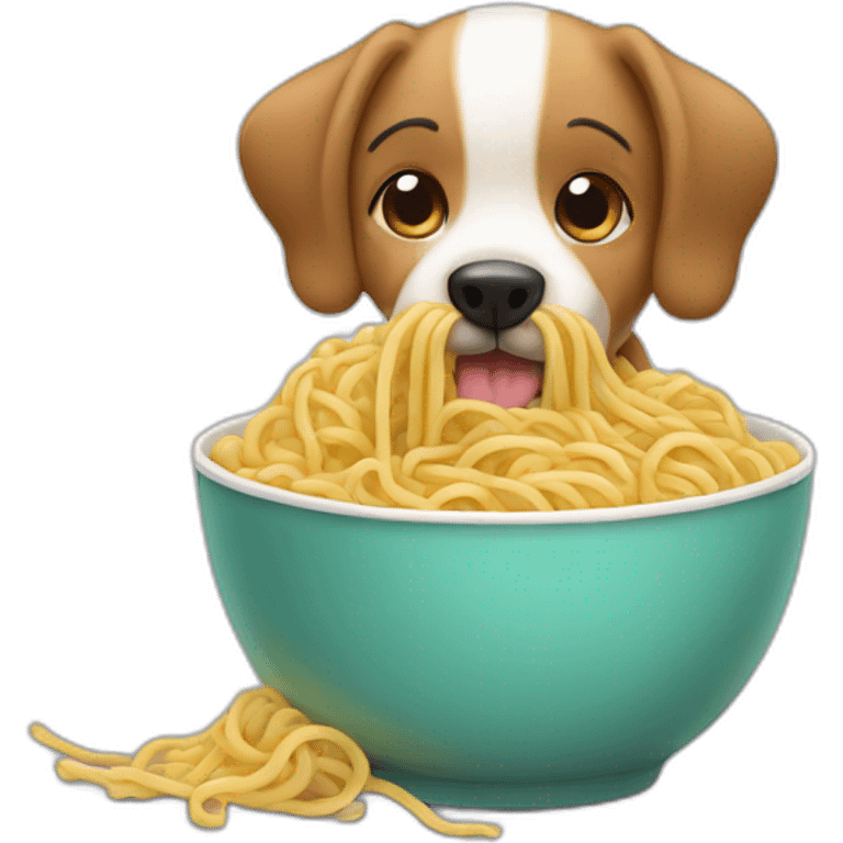 Dog eating noodles emoji