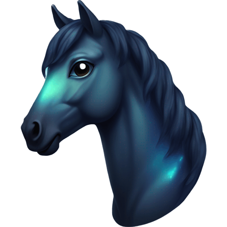 Dark iridescent horse glowing emoji