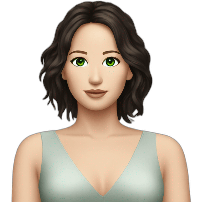 Jennifer Lawrence with Green eyes and dark hair emoji