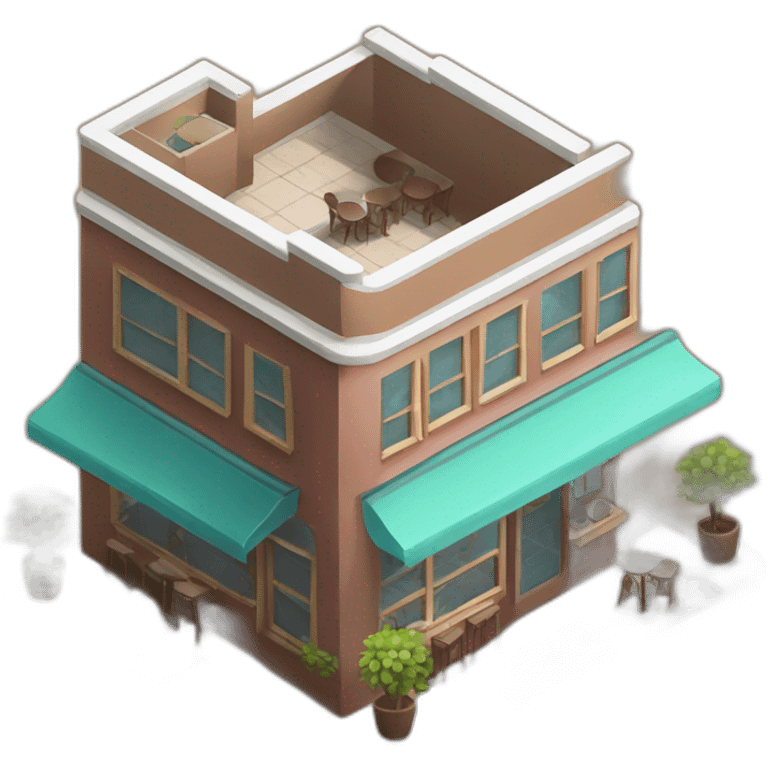 Coffee cafe house isometric emoji