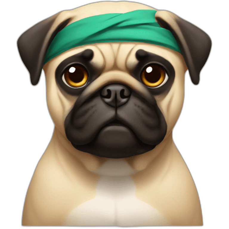 Pug wrestler with headband emoji