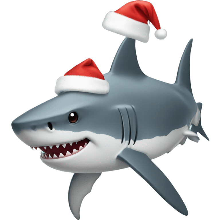 Shark wearing a Santa hat emoji