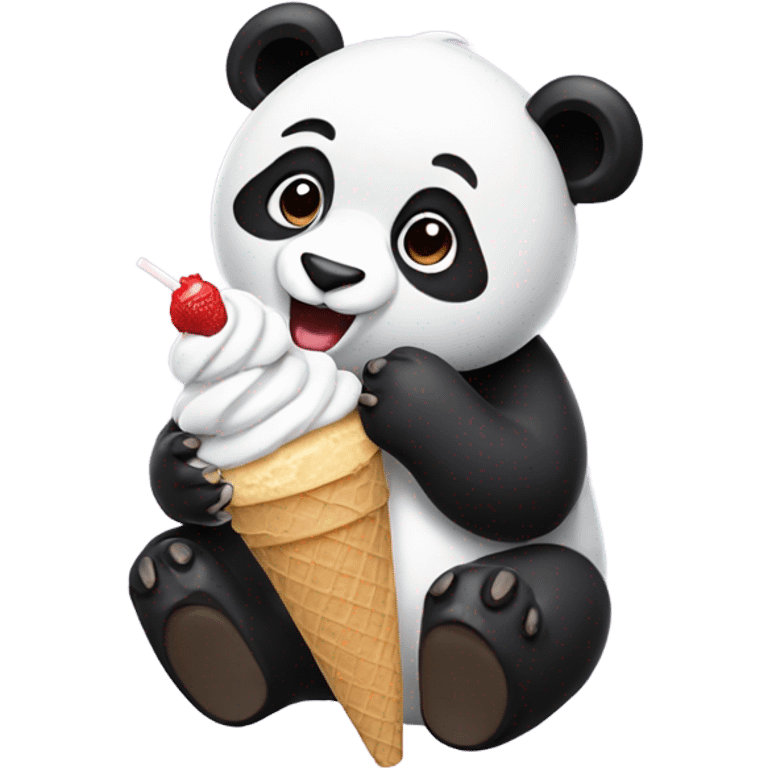 Panda eating ice cream emoji