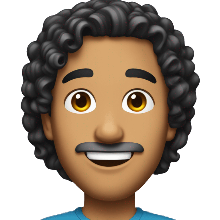 A game show host with shoulder-length curly black hair and tanned skin emoji