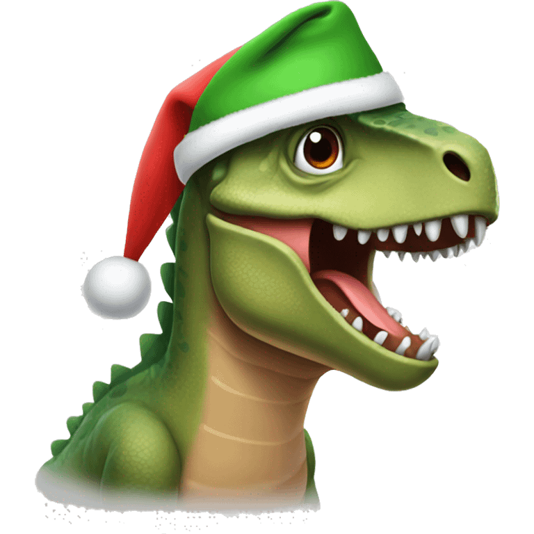 Dinosaur with a Christmas hat  emoji