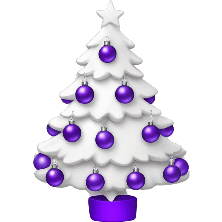 White Christmas tree with purple ornaments  emoji