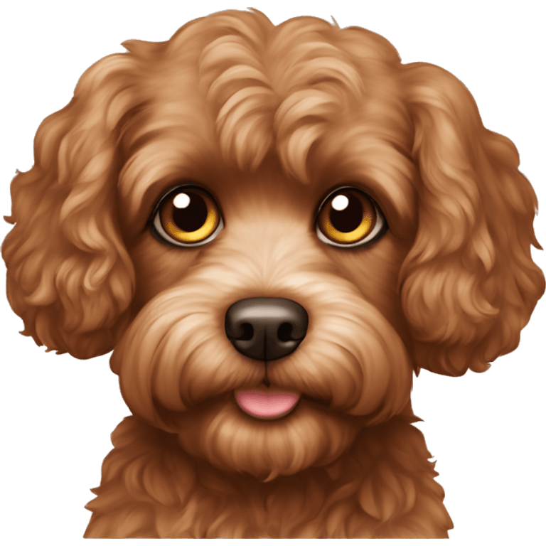 Cavoodle with brown fur and brown eyes and brown nose emoji