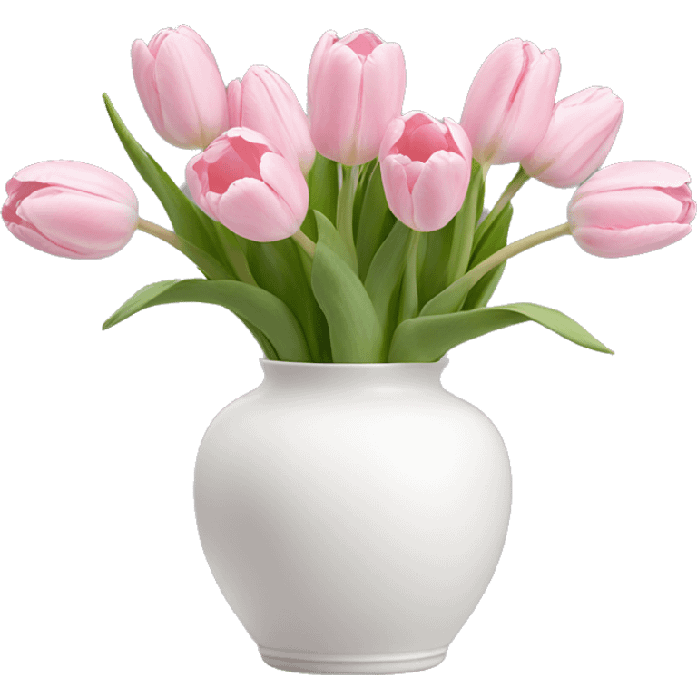 Light pink tulips in white vase emoji