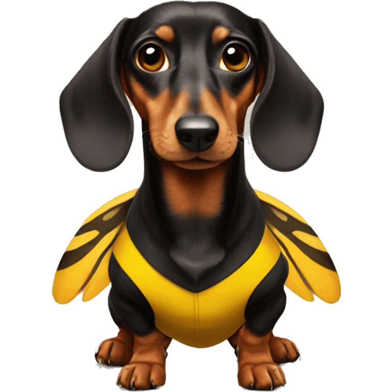 dachshund in a bumblebee costume emoji