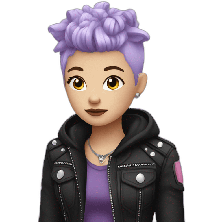 Lilac hair punk girl emoji