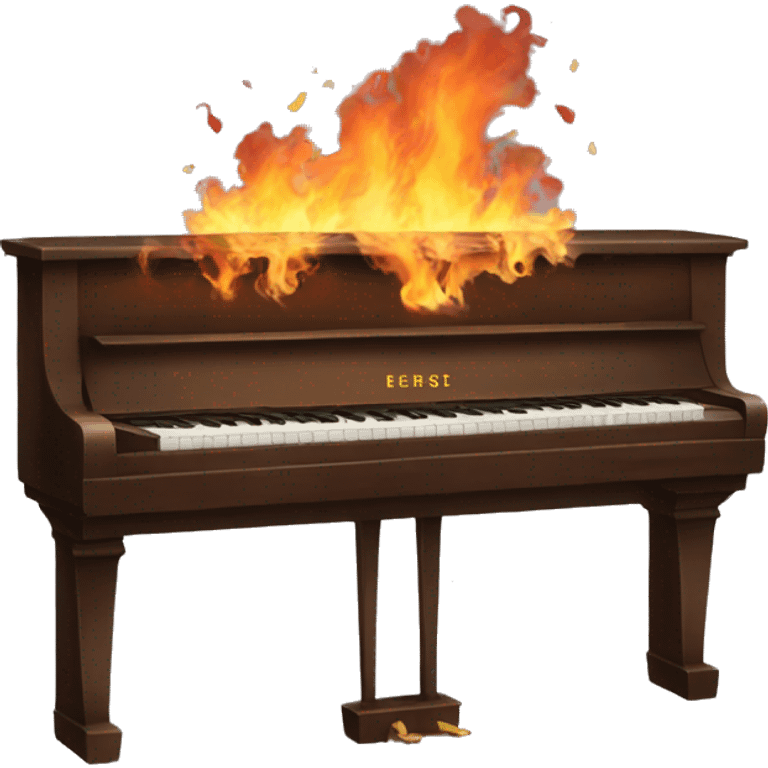 Burning Brown upright piano with painted flowers on the back of it emoji