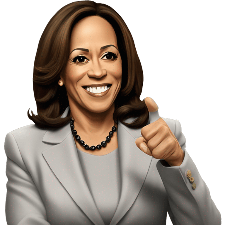 Kamala Harris with her fist in the air, declaring victory over Trump ￼ emoji