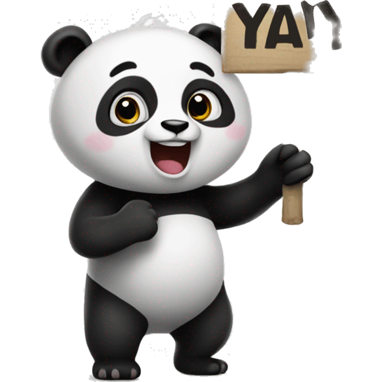 Panda holding a sign saying Yayyy emoji