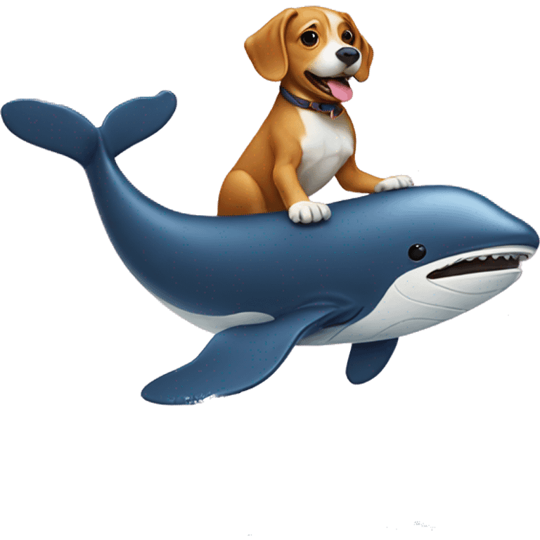 Dog riding a whale on top of a surfboard emoji