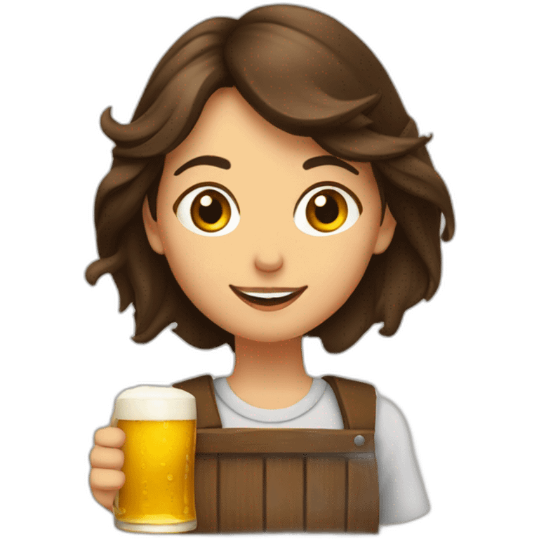 Fille brune qui bois une bière emoji