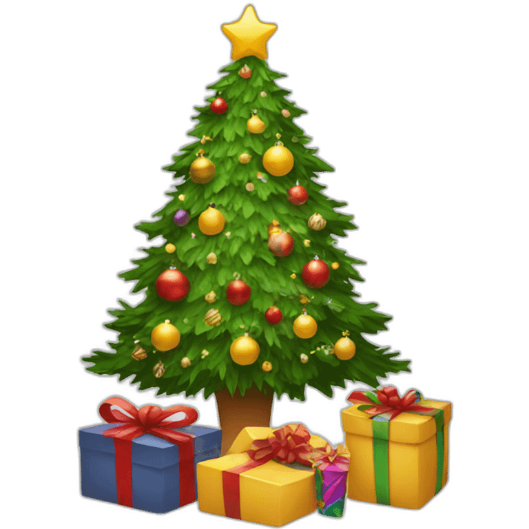 Christmas decorated tree and gifts emoji