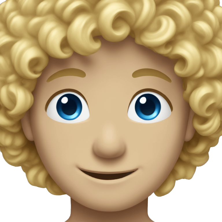 blonde curly head boy with blue eyes smiling emoji