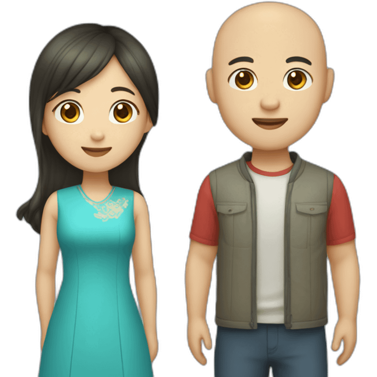 Chinese guy and Kazakh girl standing with each other emoji