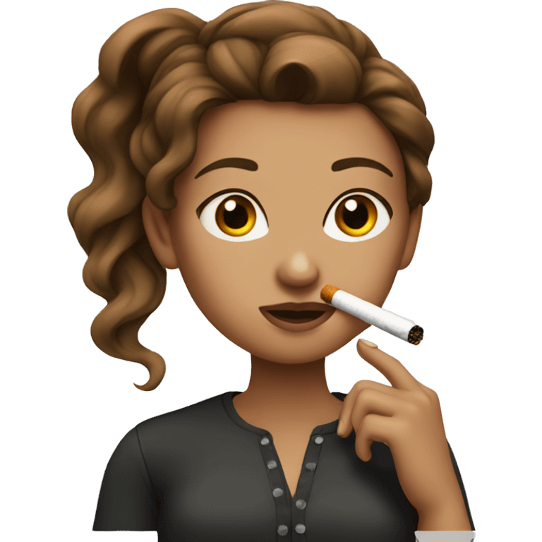 Girl Brown hair smoking emoji