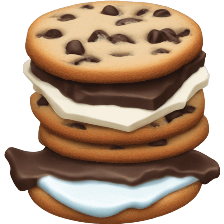 chocolate chip cookie sandwich with chocolate and cream emoji