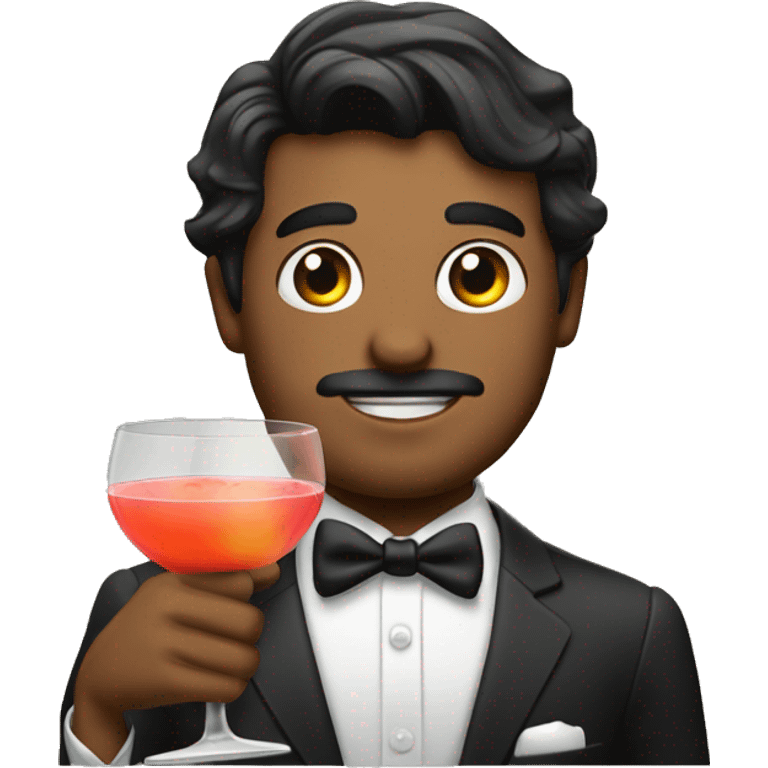 manly guy in bow tie holding cocktail glass emoji