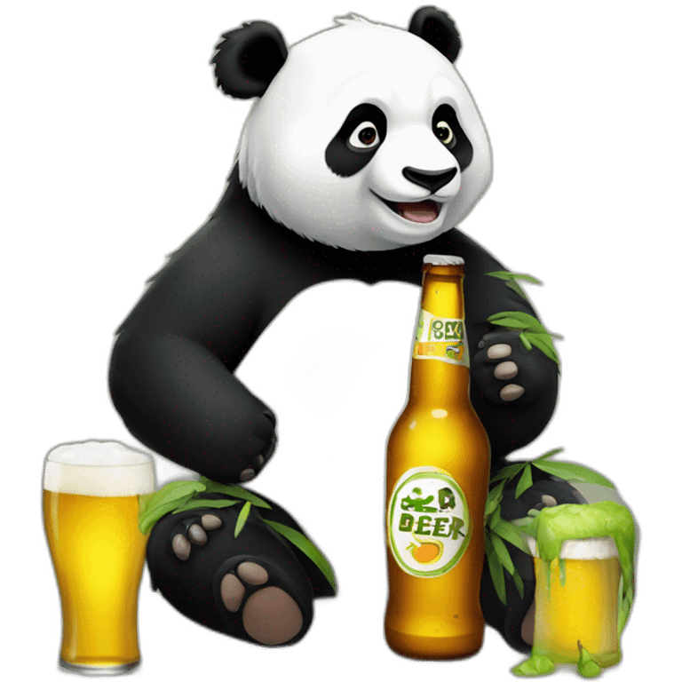 drunk panda drinks beer emoji