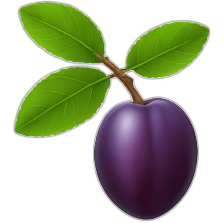 Plum fruit with leaf emoji