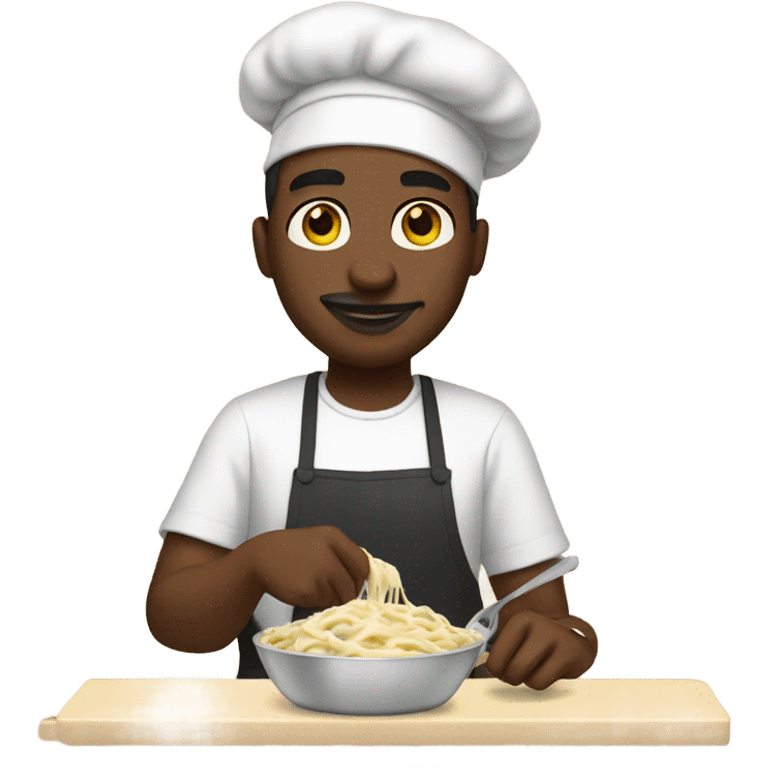 black man making chicken alfredo  emoji