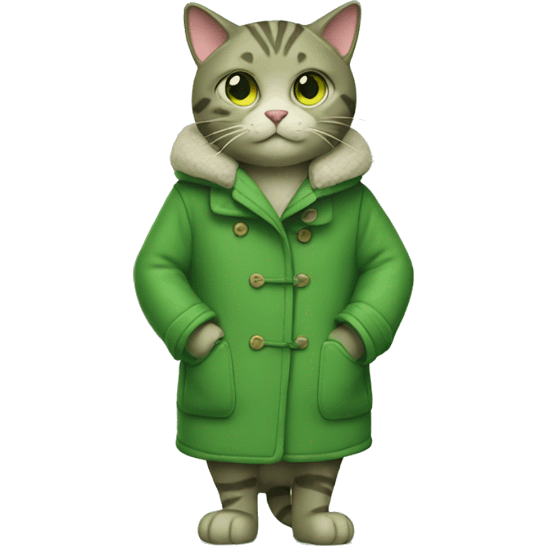 Green cat wearing a coat emoji