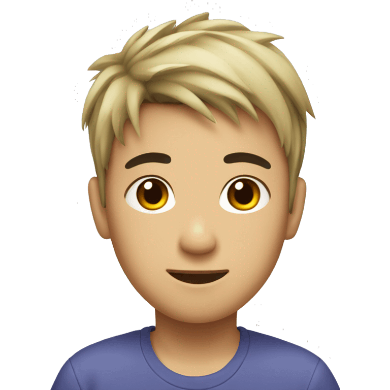 asian boy with black and very short spiky hair emoji