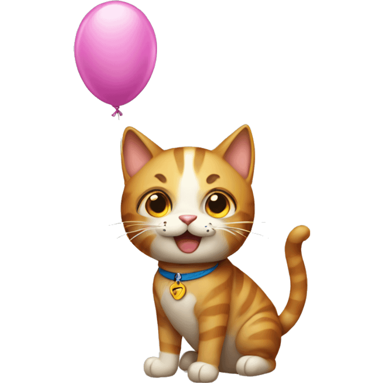 Cat with balloon  emoji