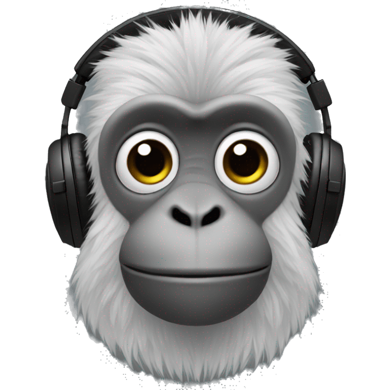 Grey monke no legs with black headphones emoji