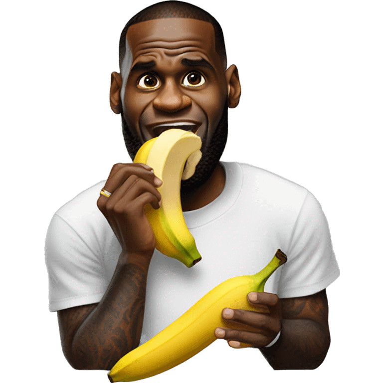 Lebron James eats banana with passion emoji