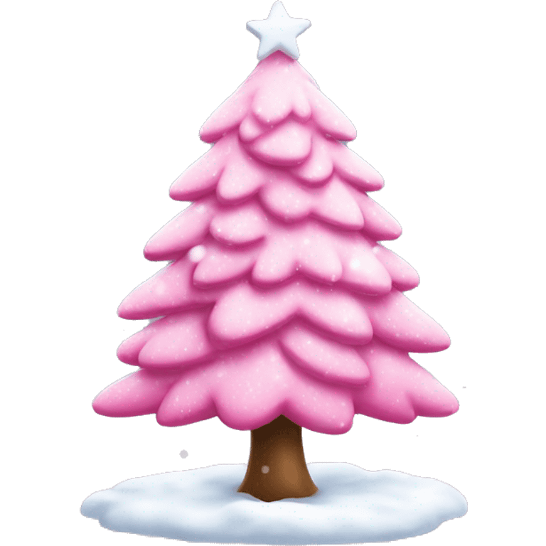 Pink Christmas tree with snow  emoji