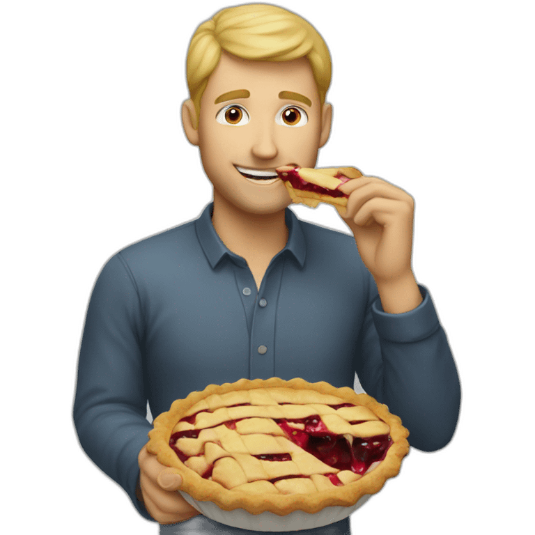 blonde man eating pie emoji