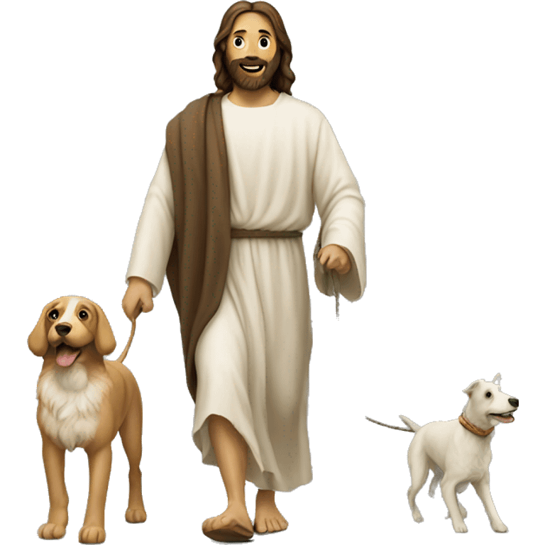 jesus walking a dog emoji