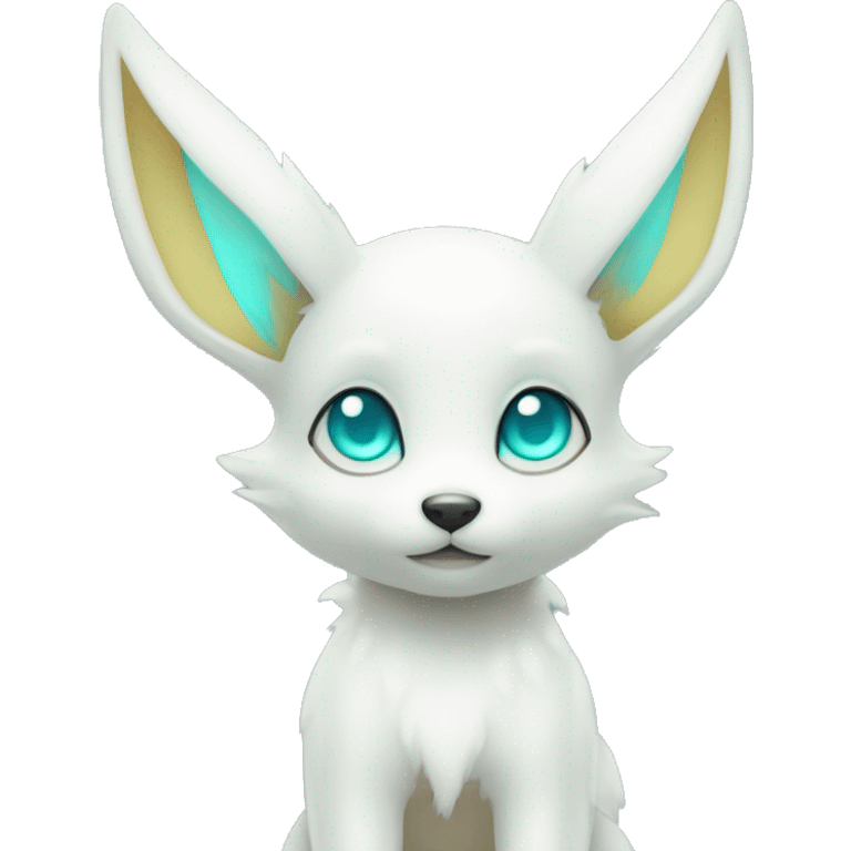 Shiny White Pastel Albino Umbreon with cyan eyes and cyan markings emoji