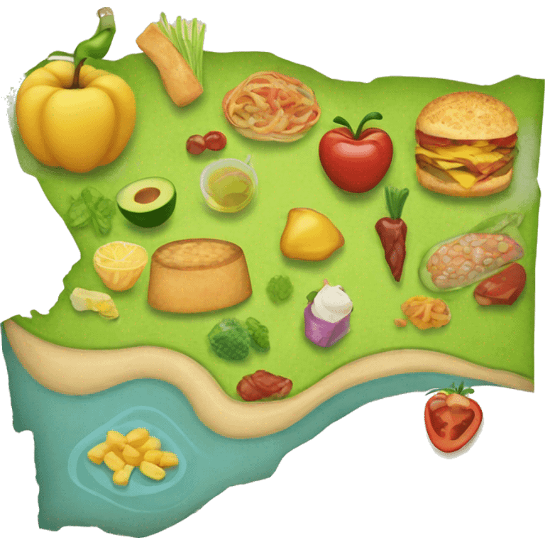 map with food emoji