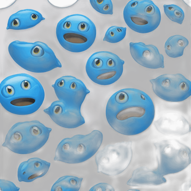 electric blue round creature with mono eye crying of joy emoji