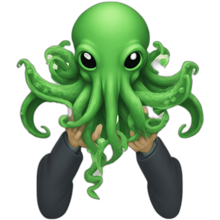 Cthulhu holding the earth in his hands emoji