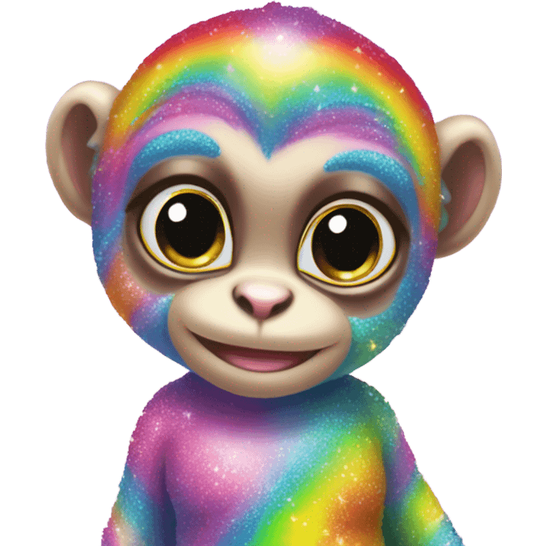 Lisa frank sparkly rainbow baby monkey emoji