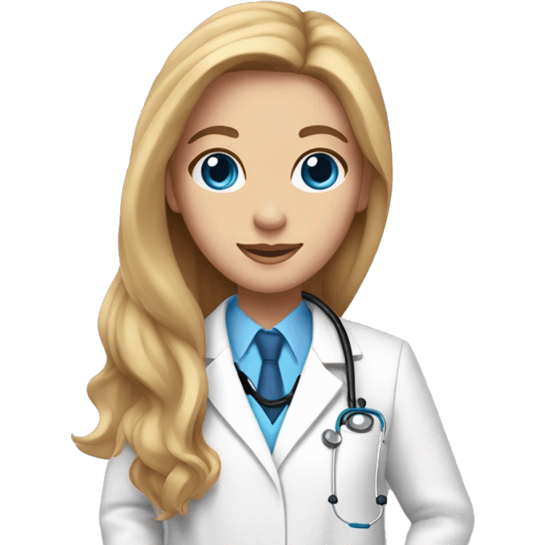 girl with long brown blonde hair blue eyes in pink scrubs, white doctor coat, stethoscope  emoji