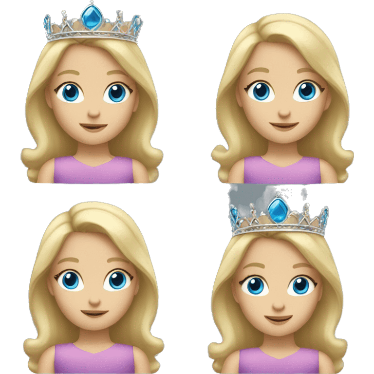 Little blonde girl with blue eyes with princess crown emoji