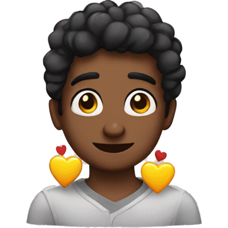 Chico negro con corona y corazones en los ojos  emoji