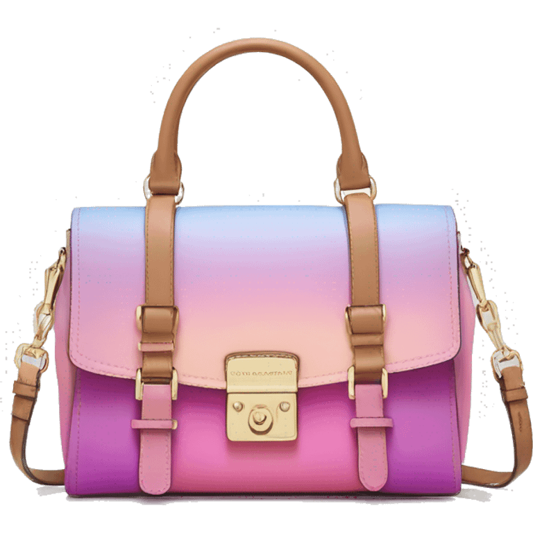 Realistic pastel ombre Michael Kors satchel purse without strap. emoji