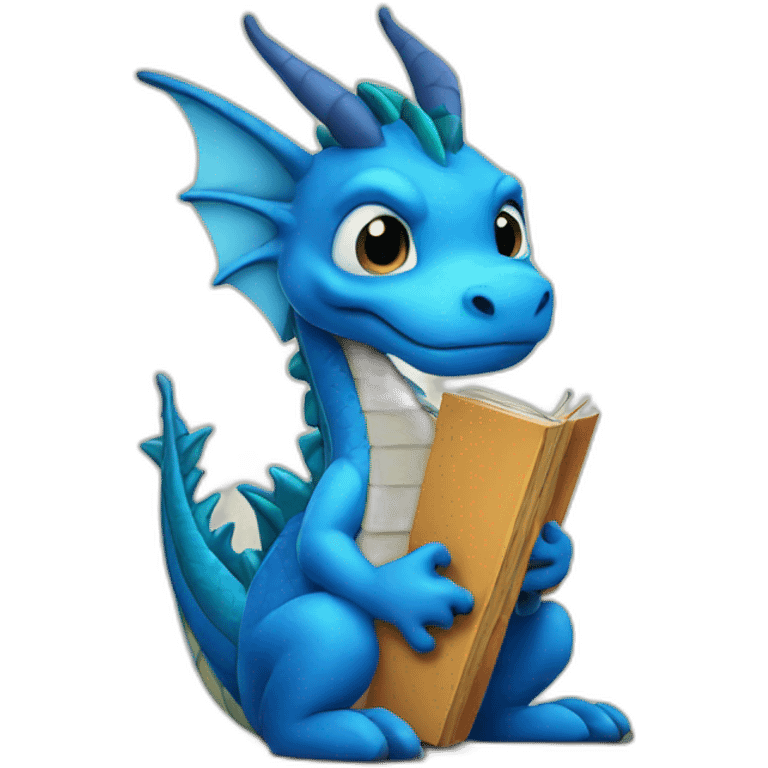 Blue Dragon with Books emoji