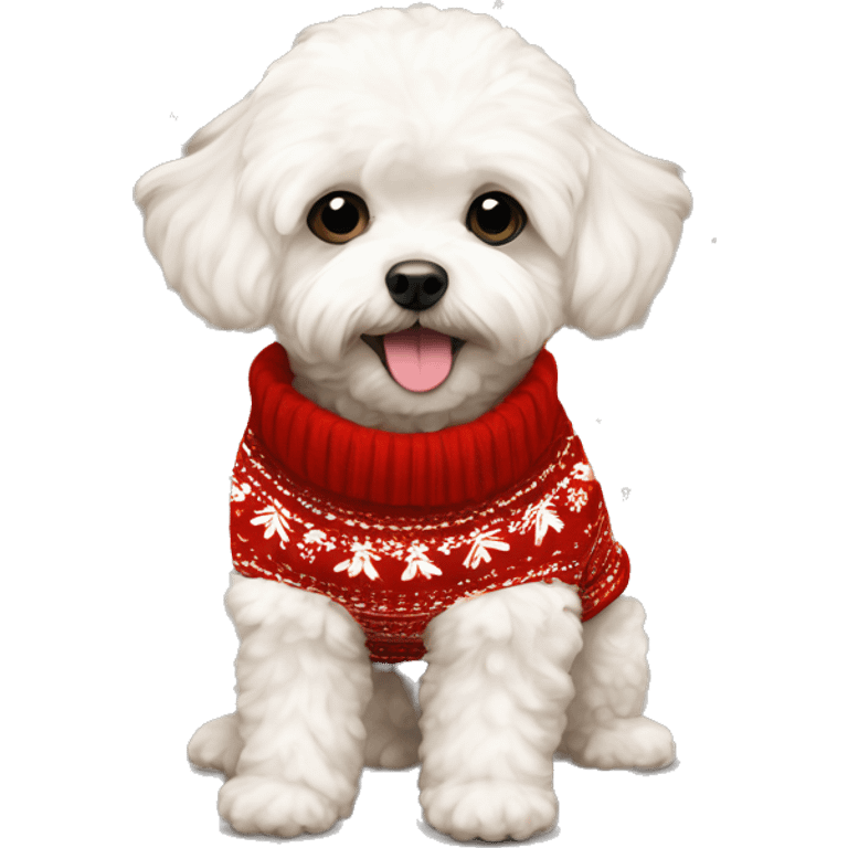 cute maltipoo in a christmas sweater  emoji